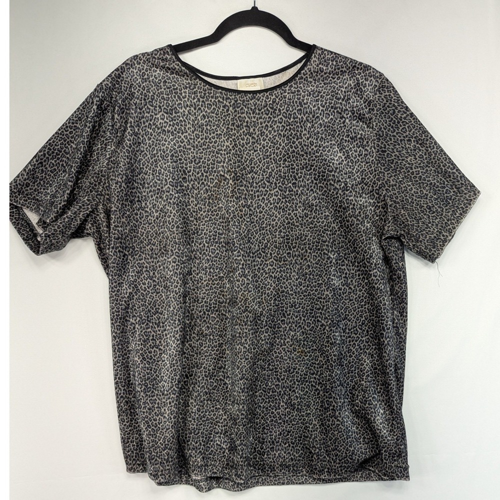 Bentley Plus Womens T Shirt Cheetah Print Short Sleeve Crew‎ Neck Top XL